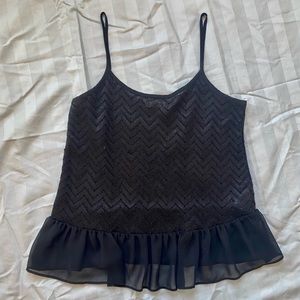 Sheer Black Peplum Lace Tank